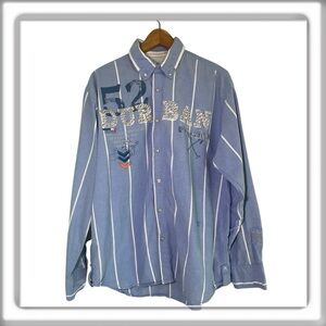 Tom Tailor Polo Team Urban Series Button Down Long Sleeve Shirt Men’s XL Blue